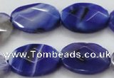 CAA358 15.5 inches 18*25mm faceted oval violet line agate beads