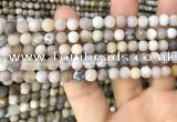 CAA3587 15.5 inches 6mm round matte ocean fossil agate beads