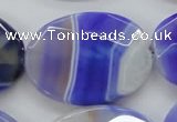 CAA359 15.5 inches 30*40mm faceted oval violet line agate beads