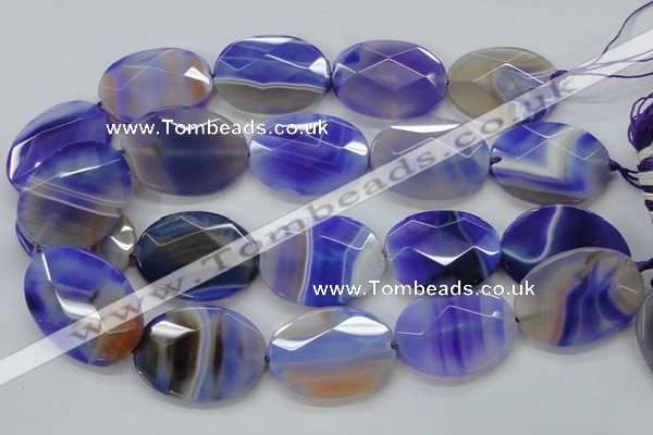 CAA359 15.5 inches 30*40mm faceted oval violet line agate beads