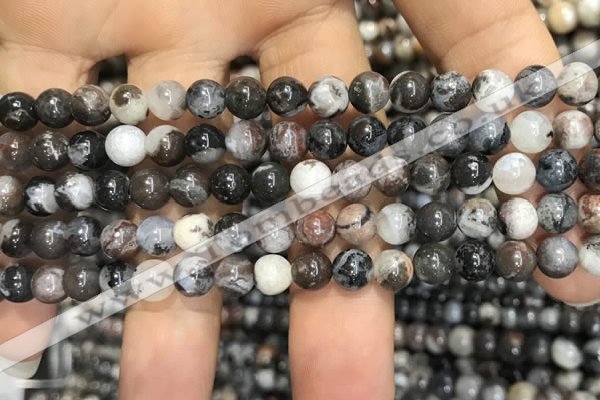 CAA3591 15.5 inches 4mm round black zebra agate beads wholesale