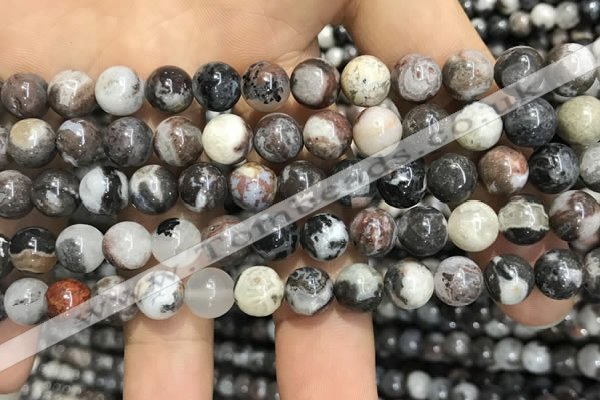 CAA3593 15.5 inches 8mm round black zebra agate beads wholesale