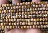 CAA3601 15.5 inches 4mm round yellow crazy lace agate beads