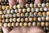 CAA3603 15.5 inches 8mm round yellow crazy lace agate beads