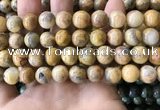 CAA3605 15.5 inches 12mm round yellow crazy lace agate beads