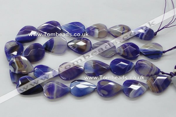 CAA361 15.5 inches 22*30mm faceted teardrop violet line agate beads