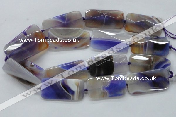 CAA363 15.5 inches 25*50mm faceted rectangle violet line agate beads
