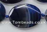 CAA365 15.5 inches 30*40mm faceted oval blue line agate beads