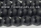 CAA3650 15.5 inches 6mm round matte & carved black agate beads