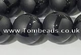 CAA3657 15.5 inches 10mm round matte & carved black agate beads