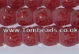 CAA3686 15.5 inches 6mm round matte & carved red agate beads