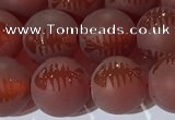 CAA3688 15.5 inches 10mm round matte & carved red agate beads