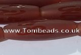 CAA3694 15.5 inches 8*30mm rice matte & carved red agate beads