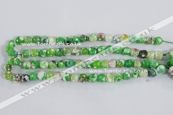 CAA370 15.5 inches 8mm faceted round fire crackle agate beads