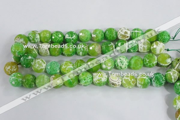 CAA372 15.5 inches 12mm faceted round fire crackle agate beads