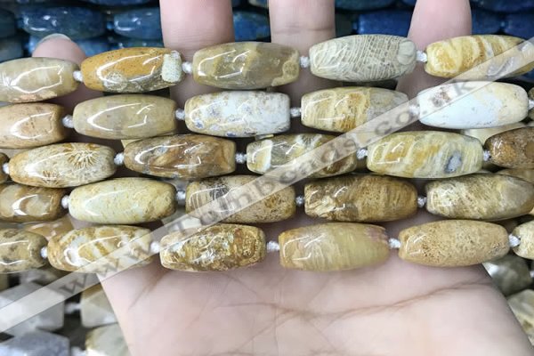CAA3720 15.5 inches 9*22mm - 11*25mm rice chrysanthemum agate beads
