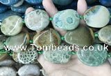 CAA3725 25*35mm - 30*40mm freeform chrysanthemum agate beads