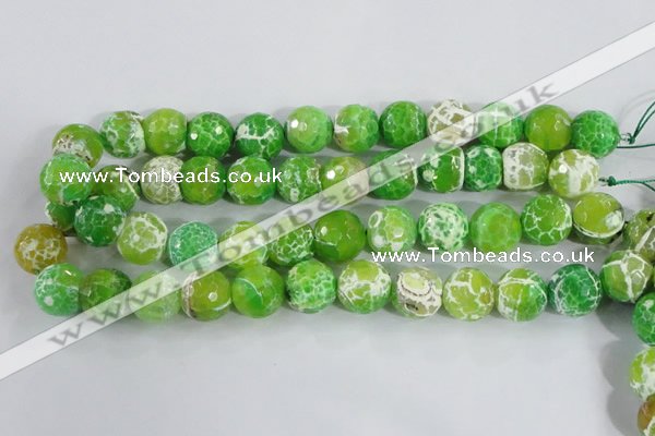CAA374 15.5 inches 16mm faceted round fire crackle agate beads
