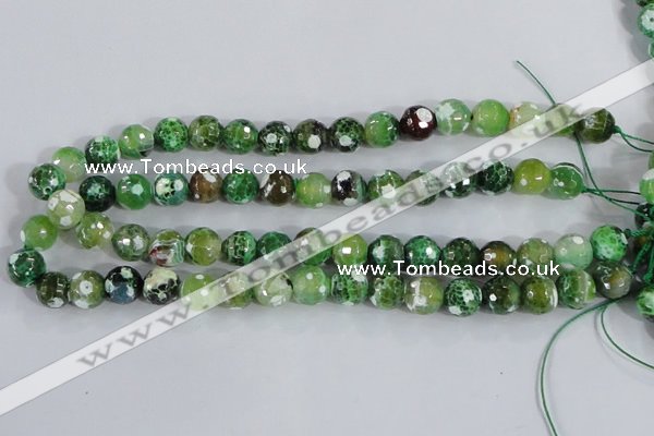 CAA375 15.5 inches 8mm faceted round fire crackle agate beads