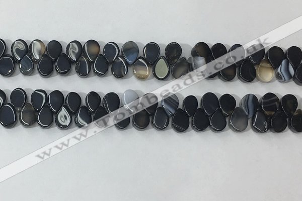 CAA3754 Top drilled 5*8mm flat teardrop line agate beads
