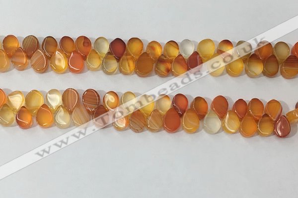 CAA3757 Top drilled 5*8mm flat teardrop line agate beads