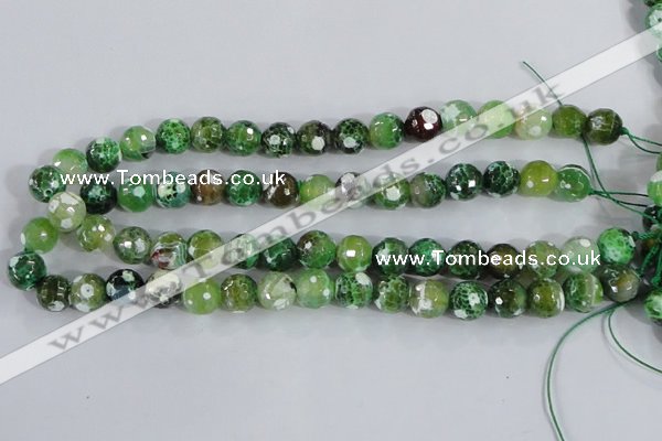 CAA377 15.5 inches 12mm faceted round fire crackle agate beads