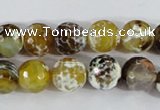 CAA380 15.5 inches 10mm faceted round fire crackle agate beads