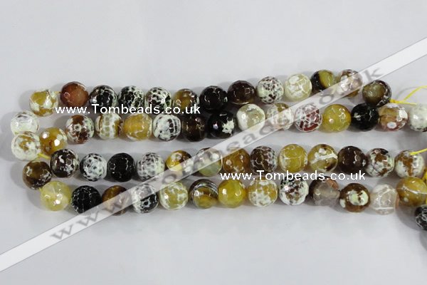 CAA380 15.5 inches 10mm faceted round fire crackle agate beads