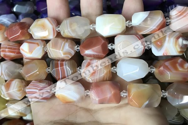 CAA3820 13*17mm - 18*22mm faceted nuggets line agate beads
