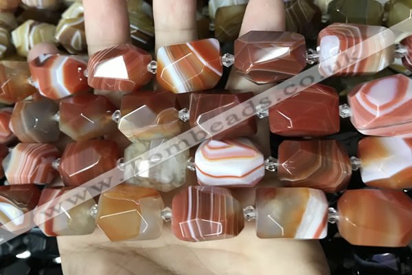 CAA3821 13*17mm - 18*22mm faceted nuggets line agate beads