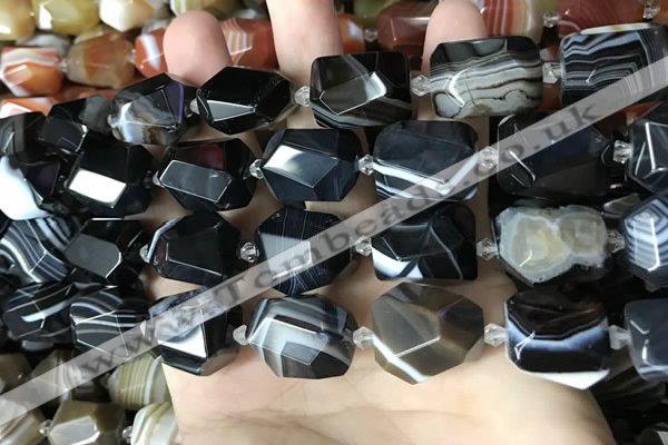 CAA3824 13*17mm - 18*22mm faceted nuggets line agate beads