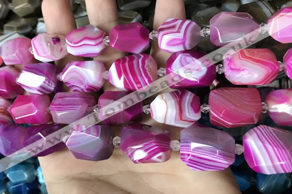 CAA3826 13*17mm - 18*22mm faceted nuggets line agate beads