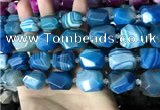 CAA3827 13*17mm - 18*22mm faceted nuggets line agate beads