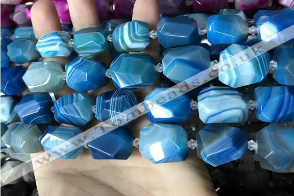 CAA3827 13*17mm - 18*22mm faceted nuggets line agate beads