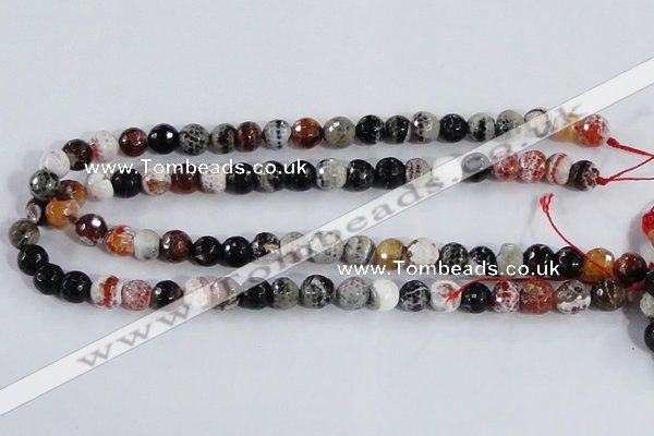 CAA383 15.5 inches 6mm faceted round fire crackle agate beads