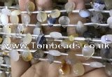 CAA3836 Top drilled 8*12mm faceted briolette montana agate beads