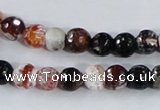 CAA384 15.5 inches 8mm faceted round fire crackle agate beads