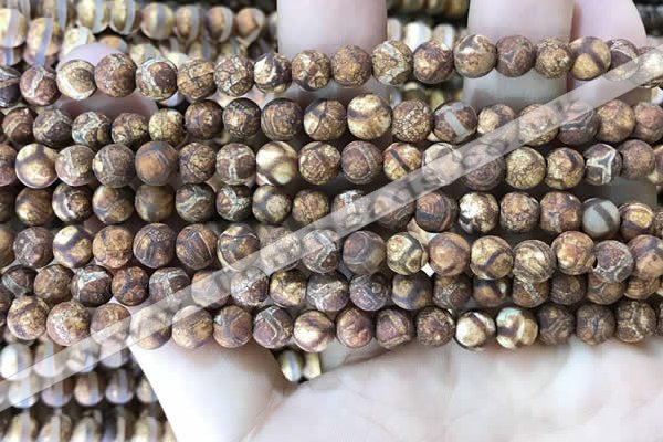 CAA3845 15 inches 6mm round tibetan agate beads wholesale