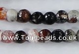 CAA385 15.5 inches 10mm faceted round fire crackle agate beads