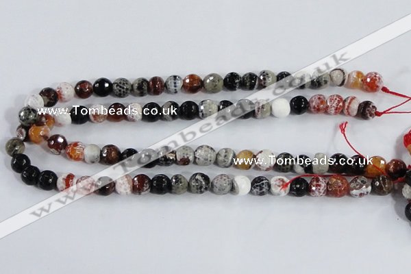 CAA385 15.5 inches 10mm faceted round fire crackle agate beads