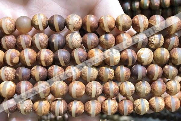 CAA3857 15 inches 8mm round tibetan agate beads wholesale