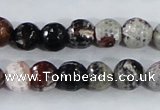 CAA386 15.5 inches 12mm faceted round fire crackle agate beads