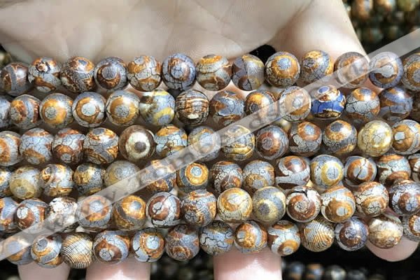 CAA3865 15 inches 8mm round tibetan agate beads wholesale