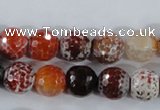 CAA387 15.5 inches 14mm faceted round fire crackle agate beads