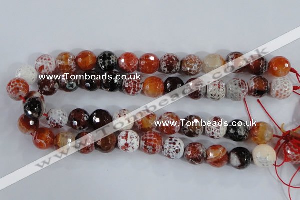 CAA388 15.5 inches 16mm faceted round fire crackle agate beads