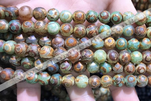 CAA3882 15 inches 8mm round tibetan agate beads wholesale