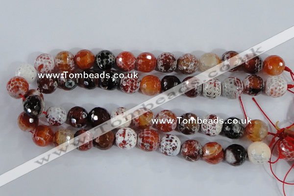 CAA389 15.5 inches 18mm faceted round fire crackle agate beads