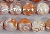 CAA391 15.5 inches 14mm faceted round fire crackle agate beads