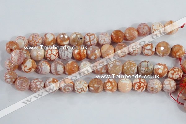 CAA391 15.5 inches 14mm faceted round fire crackle agate beads