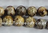 CAA396 15.5 inches 14mm round fire crackle agate beads wholesale